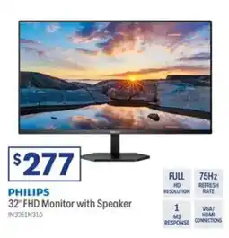 Officeworks Philips 32" FHD 75Hz 1ms Monitor with Speaker 32E1N3100LA offer