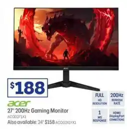 Officeworks Acer Nitro 27” FHD 200 Hz 1ms Gaming Monitor QG271 X1 offer
