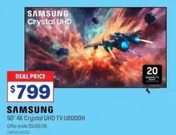 Officeworks Samsung 50"4K Crystal UHD Smart TV U8000H offer