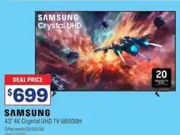 Officeworks Samsung 43" 4K Crystal UHD TV U8000H offer