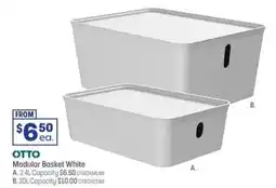 Officeworks Otto 2.4L PET Modular Basket Medium Low White offer