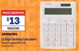 Officeworks J.BURROWS 12 Digit Desktop Calculator offer