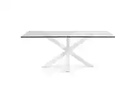 LivingStyles Bromley Tempered Glass & Epoxy Steel Dining Table, 200cm, Clear / White offer