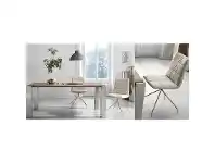 LivingStyles Lyme PU Leather Dining Chair, Trestle Leg, Pearl offer