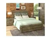 LivingStyles Yarsley Solid Acacia Timber Queen Bed with End Drawers offer