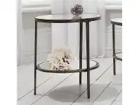 LivingStyles Firmo Glass & Metal Round Side Table, Aged Bronze offer