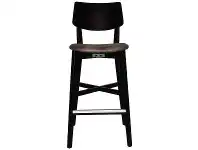LivingStyles Phoenix Commercial Grade Oak Timber Bar Stool, Fabric Seat, Donkey / Black offer