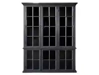 LivingStyles Stroud Acacia Timber 6 Glass Door Display Cabinet, Grey offer