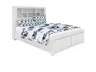 LivingStyles Mossman Acacia Timber Bookend Bed with End Drawers, King offer