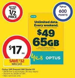 Coles Optus $49 Prepaid SIM Starter Kit offer