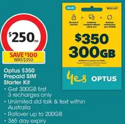 Coles Optus $350 Prepaid SIM Starter Kit offer