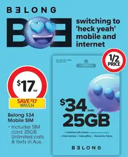 Coles Belong $34 Mobile SIM offer