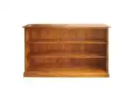LivingStyles LA New Zealand Pine Timber Low Bookcase, 150cm, Blackwood offer