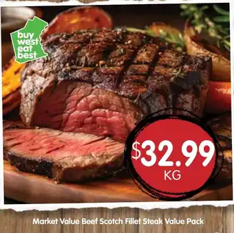 Market Value Beef Scotch Fillet Steak Value Pack