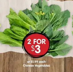 Spudshed Chinese Vegetables offer