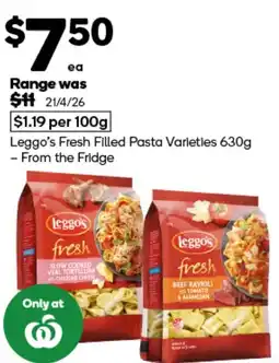 Woolworths Leggo's Fresh Filled Pasta Varieties offer