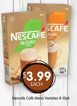 Spudshed Nescafe Cafe Menu Varieties offer