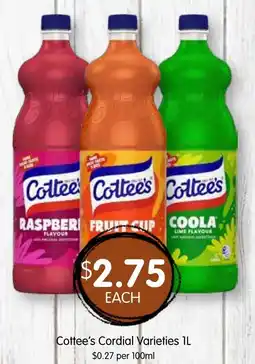 Spudshed Cottee's Cordial Varieties offer
