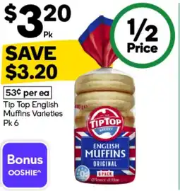 Woolworths Tip Top English Muffins Varieties offer