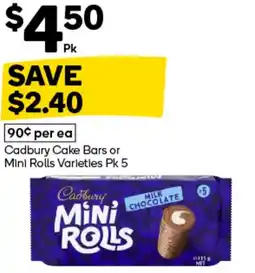 Woolworths Cadbury Cake Bars or Mini Rolls Varieties offer