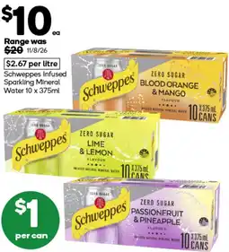 Woolworths Schweppes Infused Sparkling Mineral Water offer