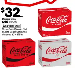 Woolworths Coca-Cola Classic, Diet or Zero Sugar Soft Drink Varieties offer