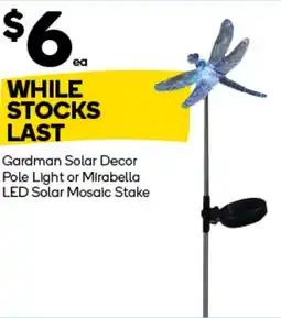 Woolworths Gardman Solar Decor Pole Light or Mirabella offer