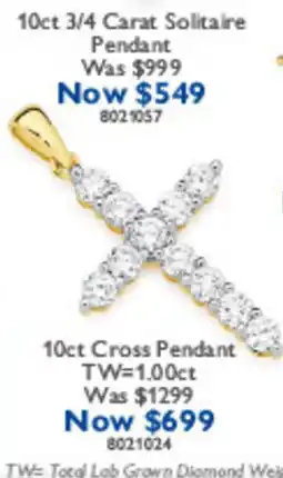 Prouds 10ct 3/4 Carat Solitaire Pendant offer