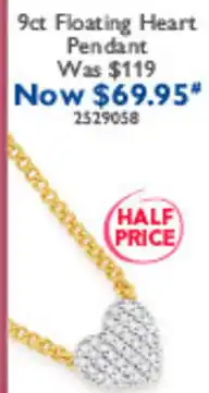 Prouds 9ct Floating Heart Pendant offer