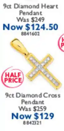 Prouds 9ct Diamond Cross Pendant offer