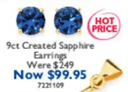 Prouds 9ct Created Sapphire Earrings offer