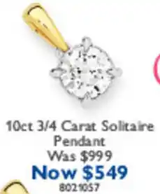 Prouds 10ct 3/4 Carat Solitaire Pendant offer
