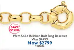 Prouds 19cm Solid Belcher Bolt Ring Bracelet offer