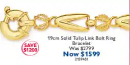 Prouds 19cm Solid Tulip Link Bolt Ring Bracelet offer