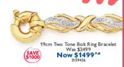 Prouds 19cm Two Tone Bolt Ring Bracelet offer