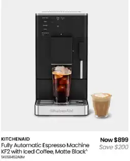 Myer KitchenAid Fully Automatic Espresso Machine KF2 with Iced Coffee, Matte Black offer