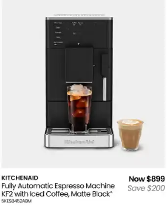 KitchenAid Fully Automatic Espresso Machine KF2 with Iced Coffee, Matte Black