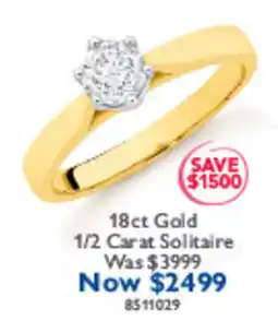 Prouds 18ct Gold 1/2 Carat Solitaire offer