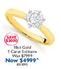 Prouds 18ct Gold 1 Carat Solitaire offer