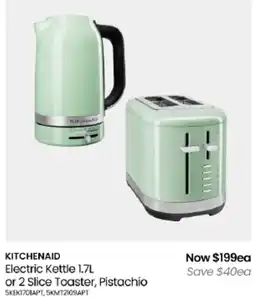 Myer KitchenAid Electric Kettle 1.7L or 2 Slice Toaster Pistachio offer
