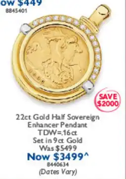 Prouds 22ct Gold Half Sovereign Enhancer Pendant offer