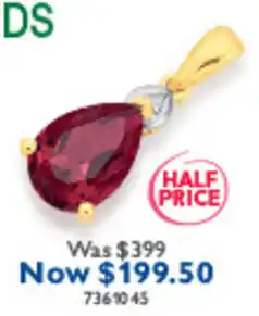 Prouds DS Pear Shape Ruby Pendant offer