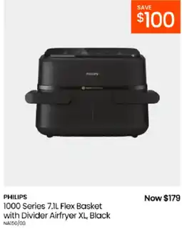 Myer Philips 1000 Series 7.1L Flex Basket with Divider Airfryer XL, Black offer
