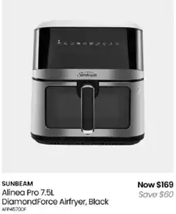 Myer Sunbeam Alinea Pro 7.5L DiamondForce Airfryer, Black offer
