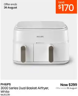 Myer Philips 3000 Series Dual Basket Airfryer, White offer