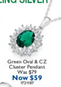 Prouds Green Oval & CZ Cluster Pendant offer