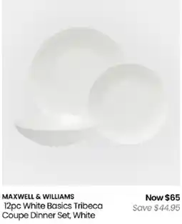 Myer Maxwell & Williams 12pc White Basics Tribeca Coupe Dinner Set, White offer