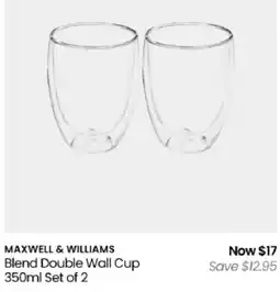 Myer Maxwell & Williams Blend Double Wall Cup offer