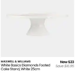 Myer Maxwell & Williams White Basics Diamonds Footed Cake Stand, White 25cm offer