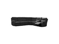 LivingStyles Merrick 6 Seater Rhino Fabric Corner Sofa with End Recliners, Licorice offer